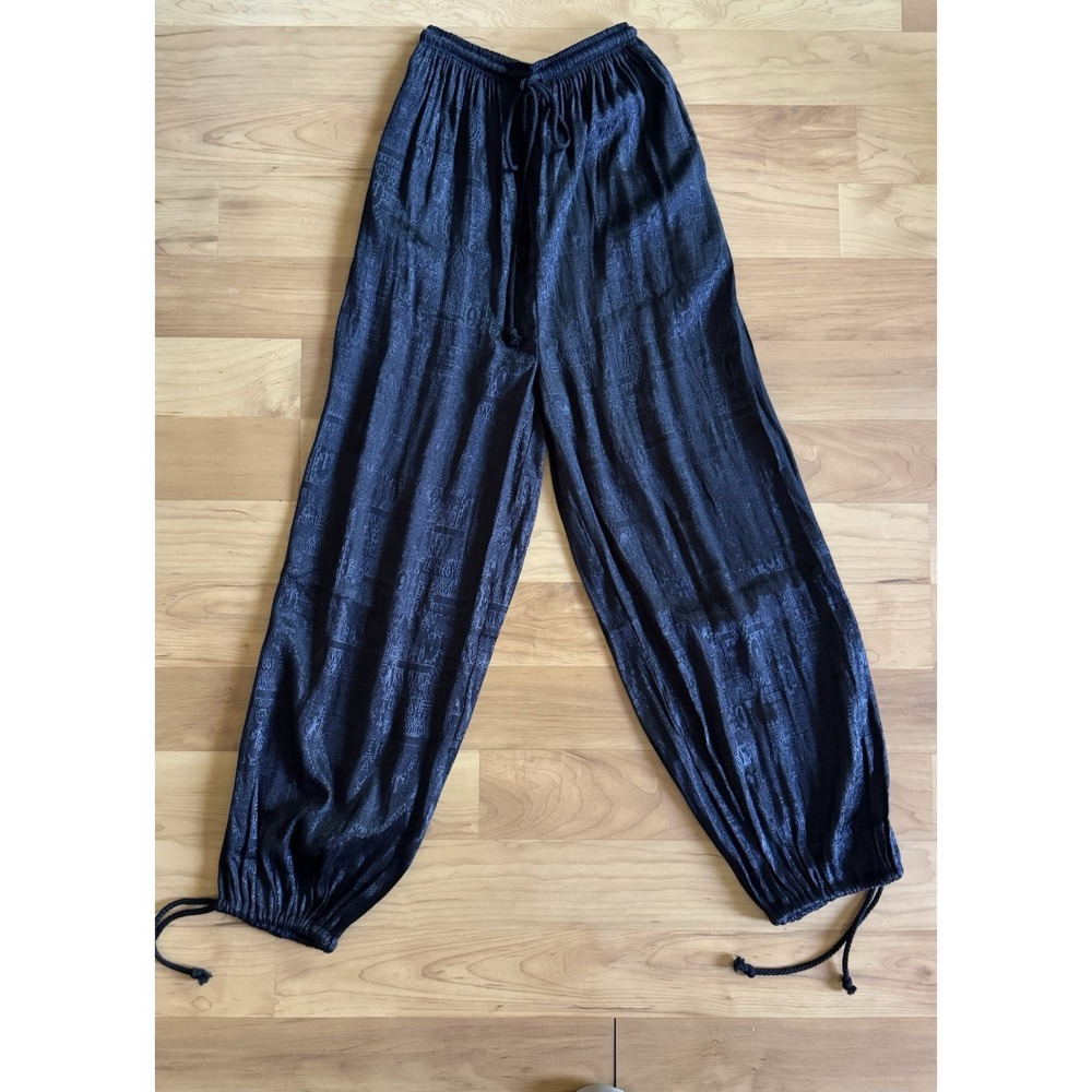 ZOOTZU Black Cotton Sateen Harem Pants Wide Leg Boho Avant Garde Festival XS